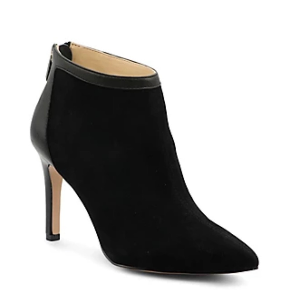 New in box. Adrienne Vittadini Black suede booties. Size 6.